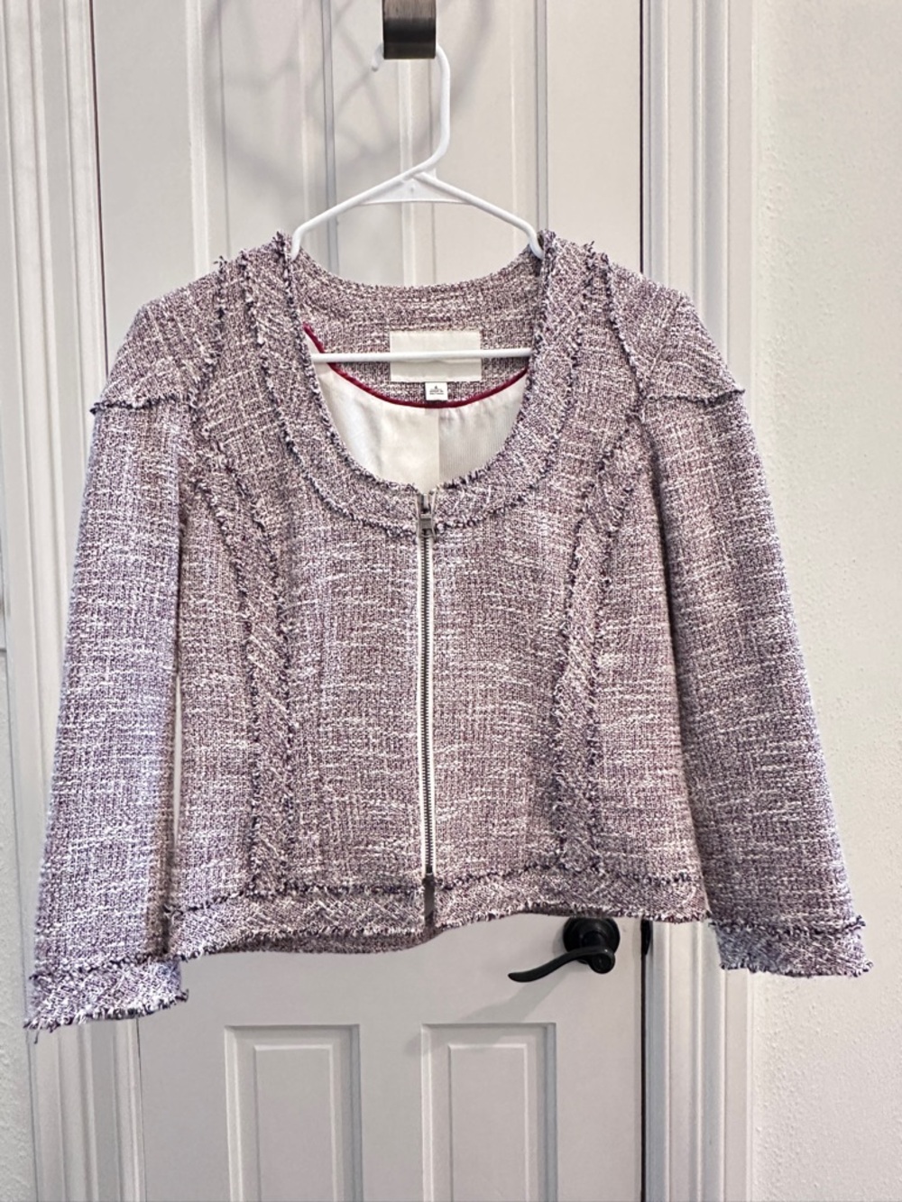 Banana Republic Lavender Tweed Zip-Front Blazer